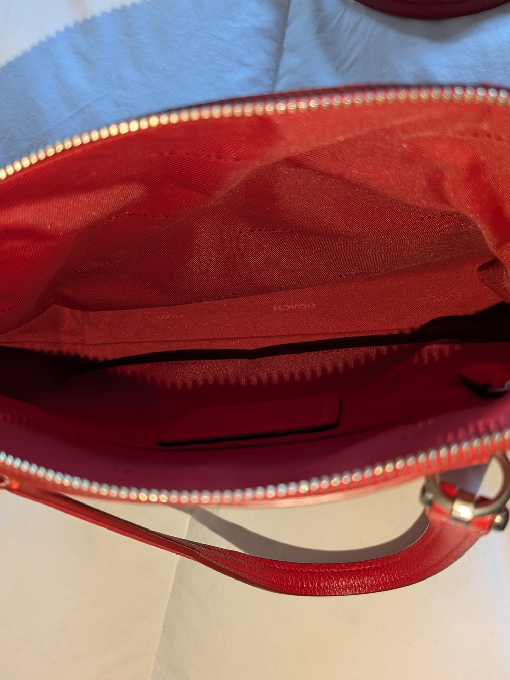 Coach Prairie 2-Way Cherry Red Pebbled Leather Handbag - Picture 11 of 15